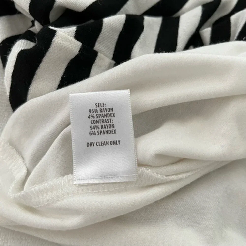 Anthropologie Bailey 44 Elena Black and White Striped Faux Wrap Dress, Size S